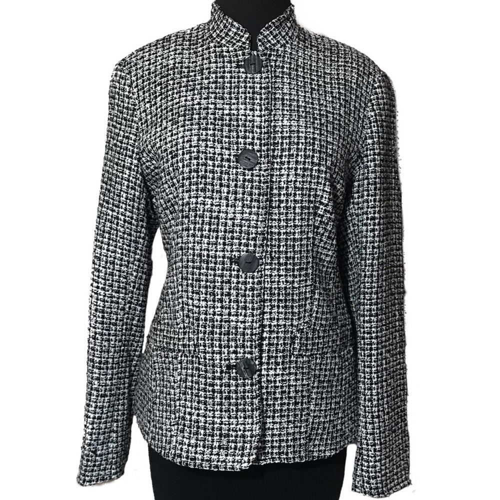 Cold water creek black and white tweed jacket S